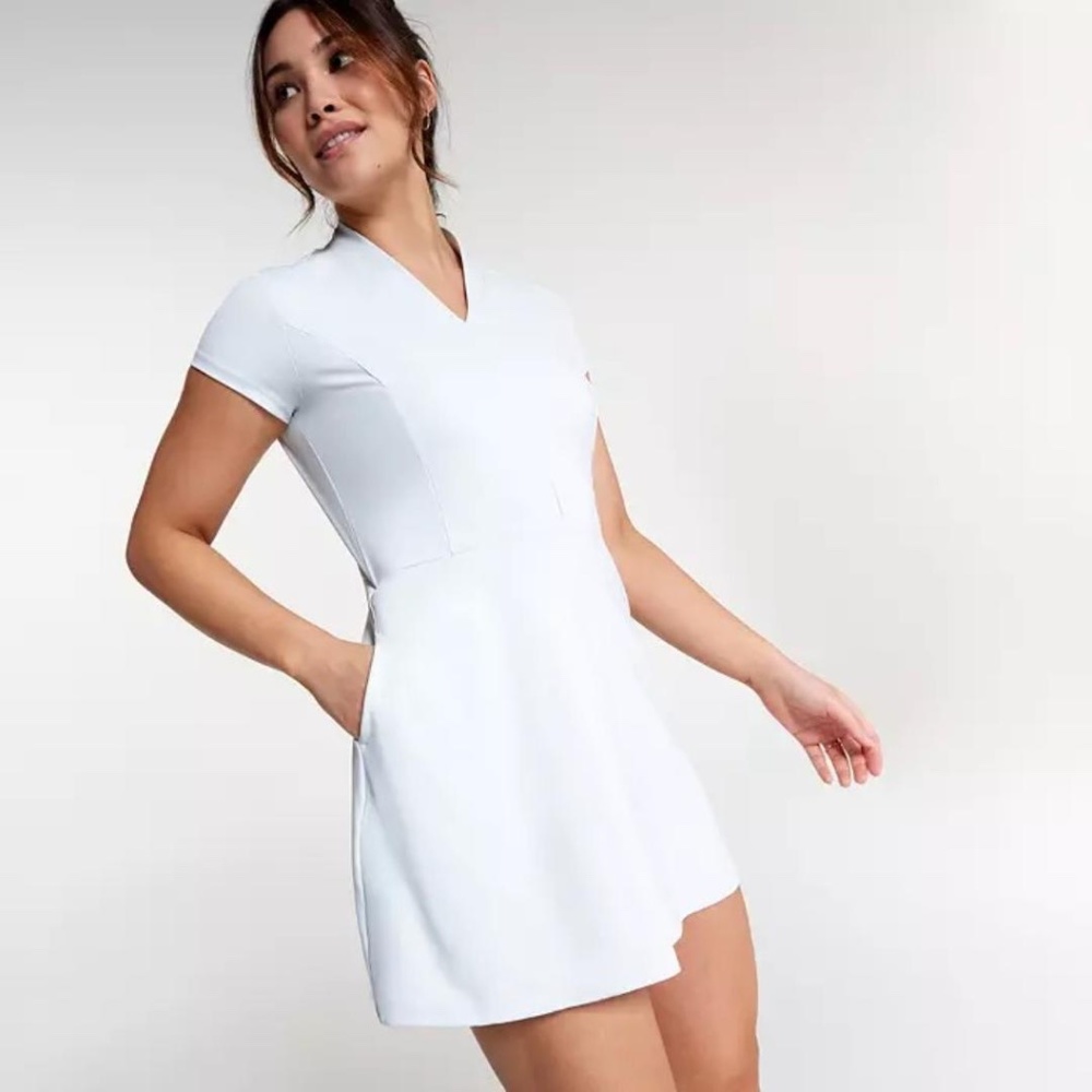 CALIA by Carrie Underwood V-Neck Mini Dress in White